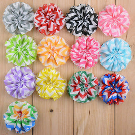 30 Chevron Stripe Chiffon Flower  2.5" -U  Pick