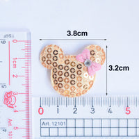 Wholesale Padded Sequin Mouse W/Bow 1.5" Embellishment - U PICK