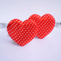 Wholesale Padded Satin Dots Heart 1.75" Embellishment - Red