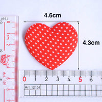 Wholesale Padded Satin Dots Heart 1.75" Embellishment - Red