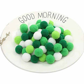 100pcs 1 inch Craft Pom Poms Balls - Green Color Mix