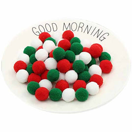 100pcs 1 inch Craft Pom Poms Balls - Christmas Colors