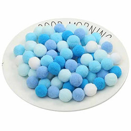 100pcs 1 inch Craft Pom Poms Balls - Blue Color Mix