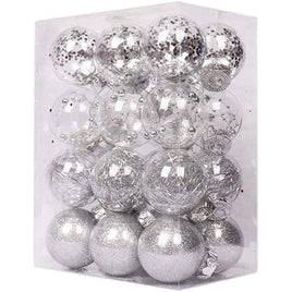 24 PCS Clear Christmas Ball Ornaments 6CM- Silver