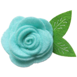 20 Felt Flower Rose2″ (Lime Green Leaf) - Mint