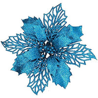 12pcs Glitter Poinsettia Flowers 6 Inch for Christmas Tree Ornaments Christmas Decorations-U Pick