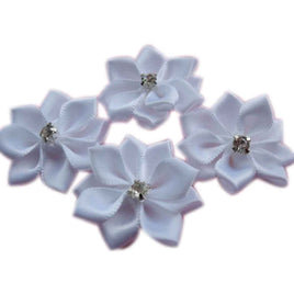 30pcs Satin Ribbon Flowers  Rhinestone