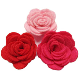 20 Felt Flower Rose Felt Flower 1.5" - Pink/Red/Hot Pink