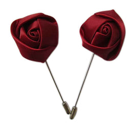 6pcs Satin Rose Lapel Pins,Men's Flower Boutonniere Pins - Burgundy