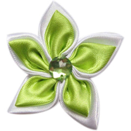 20 Satin Flower Rhinestone 2" - Lime