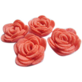 20 Felt Flower Rose 1.5" - Coral