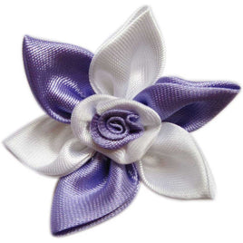 20 Satin Flower w/Rose 2" - Lavender/White