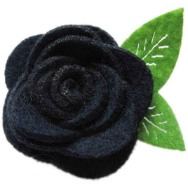 20 Felt Flower Rose2″ (Lime Green Leaf) - Navy