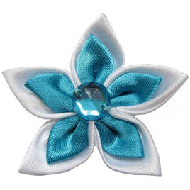 20 Satin Flower Rhinestone 2.25" - Turquoise