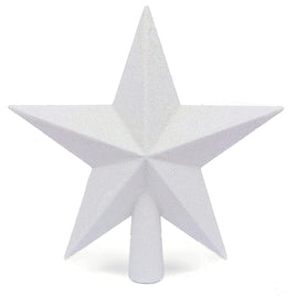 Glitter Star Tree Topper Christmas Decoration 6"- White