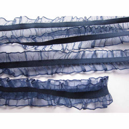 10 Yards 1" Organza Elastic Lace Trim,Navy