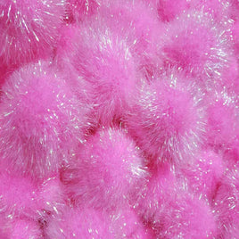 15pcs Glitter Tinsel Pom Balls 2 Inch - Pink