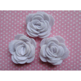 20 Felt Flower Rose 1.5" - White