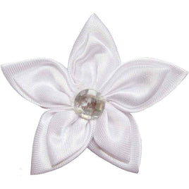 20 Satin Flower Rhinestone 2" - White