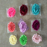 30 Pieces Shabby Flowers  Chiffon Fabric Roses  2.5"Solids and Prints Included - Mix