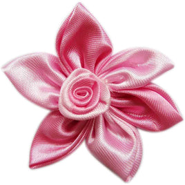 20 Satin Flower w/Rose 2" - Pink/Dark Pink