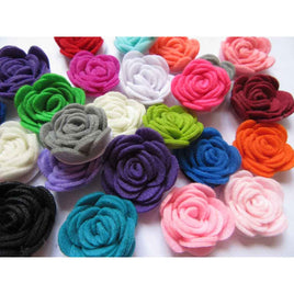 20 Felt Flower Rose Felt Flower 1.5" - Mix