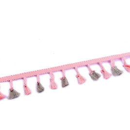 10 Yards Tassel Fringe Trim Ribbon - Pink/Silver