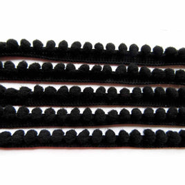 20 Yards 3/8" Wide Tiny Pom Pom Ball Fringe Trim - black