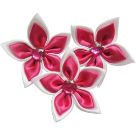 20 Satin Flower Rhinestone 2" - hot pink