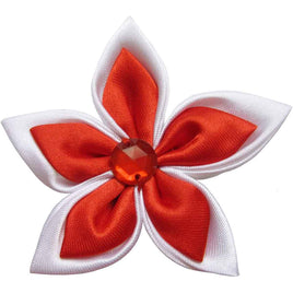 20 Satin Flower Rhinestone 2" - Red