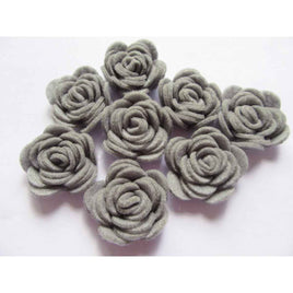 20 Felt Flower Rose 1.5" - Grey