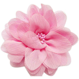 5pcs Large 4" Chiffon Beads 4D Flower - Pink