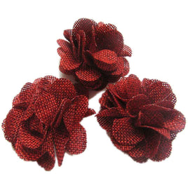 15pcs Burlap Flower Roses,3D Fabric Flowers 2.25Inch - Burgundy