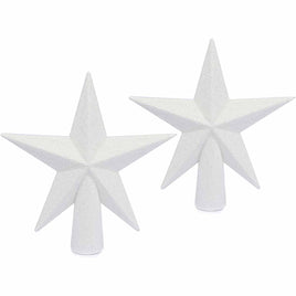 2 Pack Glitter Star Tree Topper 6"- White