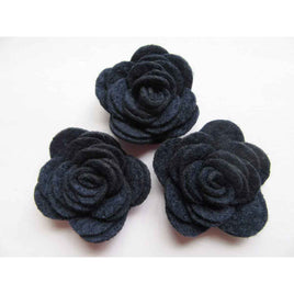 20 Felt Flower Rose 1.5" - Navy