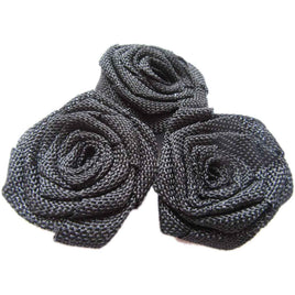 12pcs Burlap Roses Fabric Flowers 3" - Black