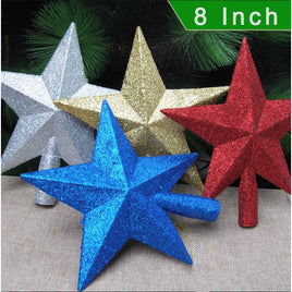 1 Pack Glitter Star Tree Topper 8"-U Pick (20 colors)