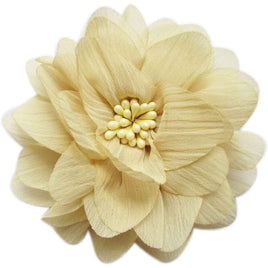 5pcs Large 4" Chiffon Beads 4D Flower - Beige