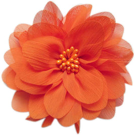 5pcs Large 4" Chiffon Beads 4D Flower - Orange