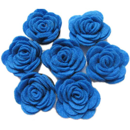 20 Felt Flower Rose 1.5" - Royal