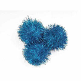 15pcs Glitter Tinsel Pom Balls 2 Inch - Turquoise