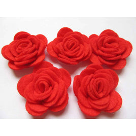 20 Felt Flower Rose 1.5" - Red