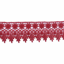 5 Yards Lace Edge Trim 3.5" wide - 3" Wine