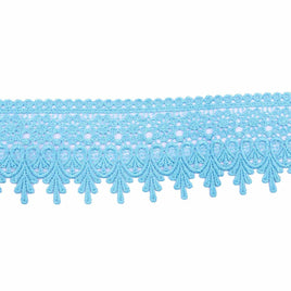 5 Yards Lace Edge Trim 3.5" wide - 3.5" Aqua