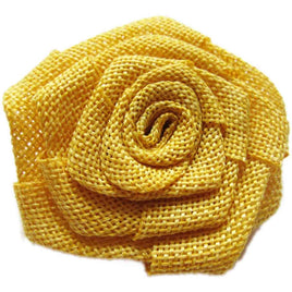 12pcs Burlap Roses Fabric Flowers 2.25" - Mustard Yellow