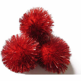 15pcs Glitter Tinsel Pom Balls 2 Inch - Red