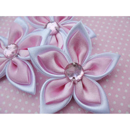 20 Satin Flower Rhinestone 2" - Pink