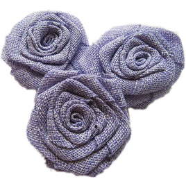 12pcs Burlap Roses Fabric Flowers 3" - Lavender