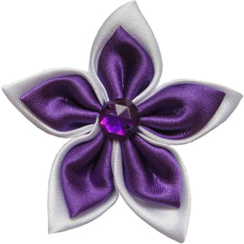 20 Satin Flower Rhinestone 2" - Purple