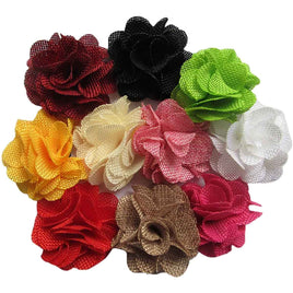 15pcs Burlap Flower Roses,3D Fabric Flowers 2.25Inch - Mix Color